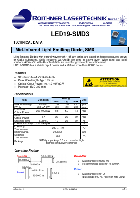 LED19-SMD3 Datasheet PDF Roithner LaserTechnik GmbH
