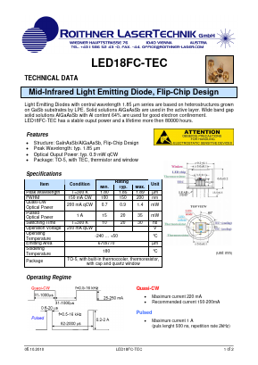 LED18FC-TEC Datasheet PDF Roithner LaserTechnik GmbH