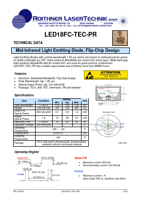 LED18FC-TEC-PR Datasheet PDF Roithner LaserTechnik GmbH