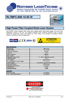 RLTMFC-808 Datasheet PDF Roithner LaserTechnik GmbH