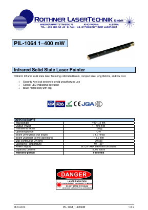 PIL-1064 Datasheet PDF Roithner LaserTechnik GmbH