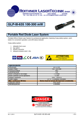 GLP-3-635 Datasheet PDF Roithner LaserTechnik GmbH