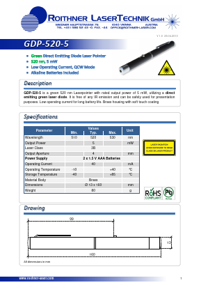 GDP-520-5 Datasheet PDF Roithner LaserTechnik GmbH