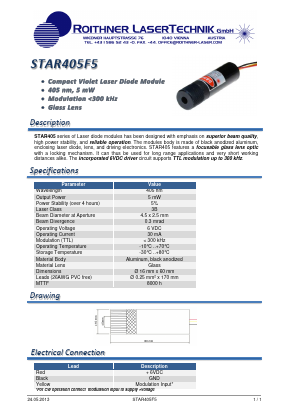 STAR405F5 Datasheet PDF Roithner LaserTechnik GmbH