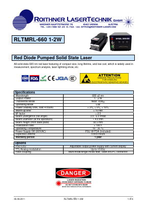 RLTMRL-660 Datasheet PDF Roithner LaserTechnik GmbH