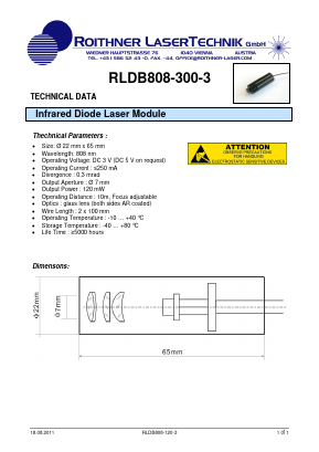 RLDB808-300-3 Datasheet PDF Roithner LaserTechnik GmbH