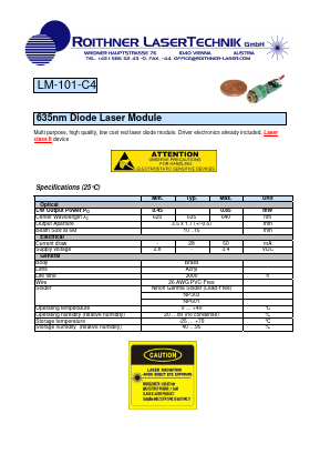 LM-101-C4 Datasheet PDF Roithner LaserTechnik GmbH