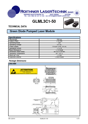 GLML3C1-50 Datasheet PDF Roithner LaserTechnik GmbH