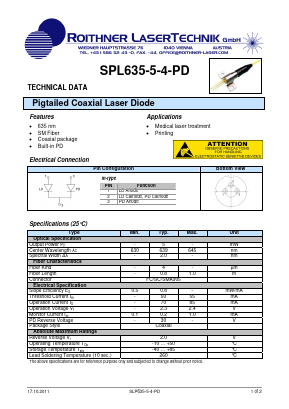 SPL635-5-4-PD Datasheet PDF Roithner LaserTechnik GmbH