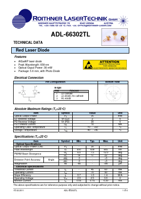 ADL-66302TL Datasheet PDF Roithner LaserTechnik GmbH