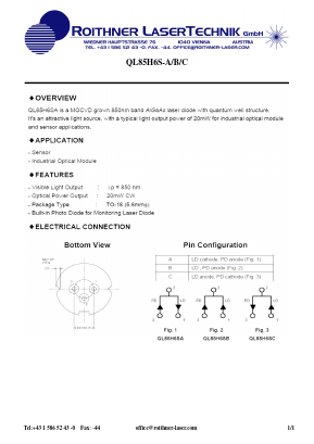 QL85H6S-ABC Datasheet PDF Roithner LaserTechnik GmbH