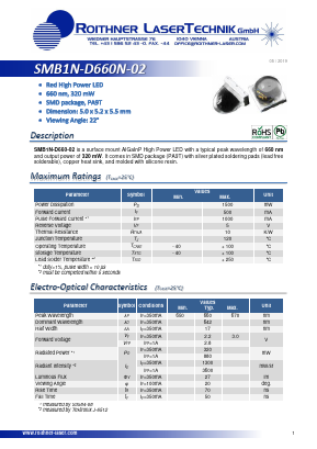SMB1N-D660N-02 Datasheet PDF Roithner LaserTechnik GmbH