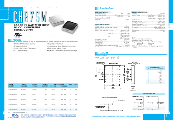 CHB75W-48S15 Datasheet PDF RSG Electronic Components GmbH