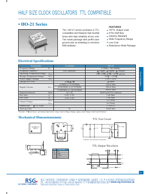 HO-21 Datasheet PDF RSG Electronic Components GmbH