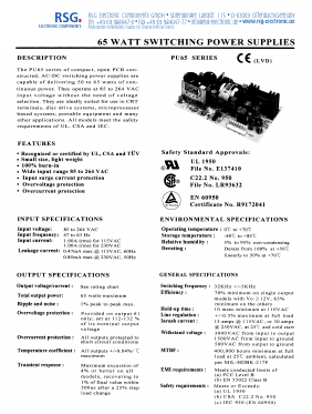 PU65-39 Datasheet PDF RSG Electronic Components GmbH