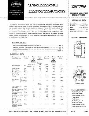 12AT7WA Datasheet PDF Raytheon Company