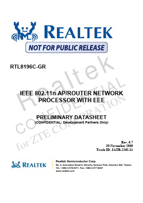 RTL8196 Datasheet PDF Realtek Semiconductor