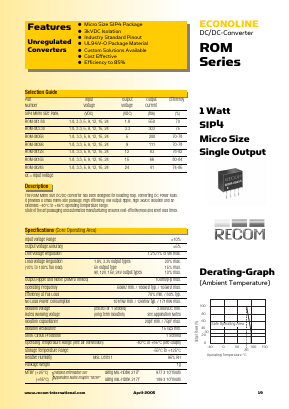 ROM-1.81.8S Datasheet PDF RECOM Electronic GmbH