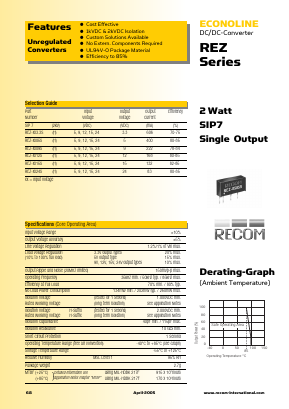REZ-0924S Datasheet PDF RECOM Electronic GmbH