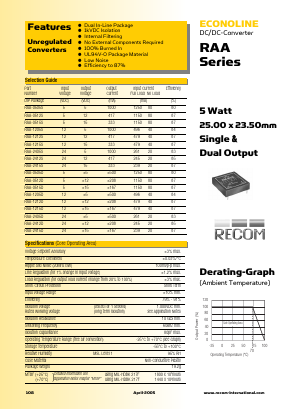 RAA-2405D Datasheet PDF RECOM Electronic GmbH