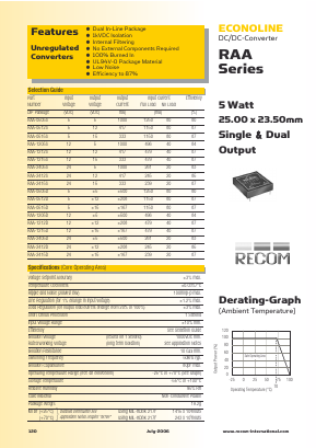 RAA-2405D Datasheet PDF RECOM Electronic GmbH