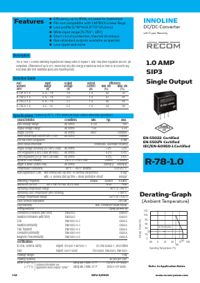 R-781.8-1.0 Datasheet PDF RECOM Electronic GmbH