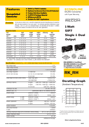 RH-0505DP Datasheet PDF RECOM Electronic GmbH