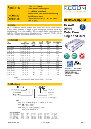 REC15-XX3.4S Datasheet PDF RECOM Electronic GmbH