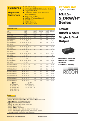 REC5-0505DRWH3A Datasheet PDF RECOM Electronic GmbH