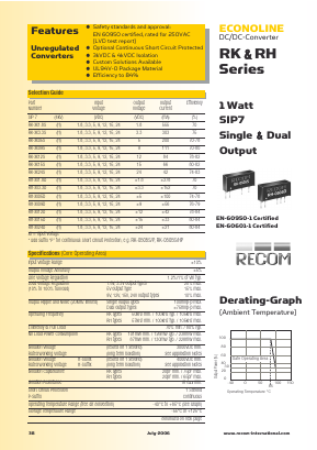 RH-0505SHP Datasheet PDF RECOM Electronic GmbH