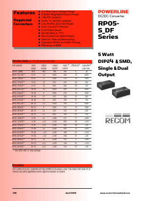 RP05-1212SFSMD Datasheet PDF RECOM Electronic GmbH