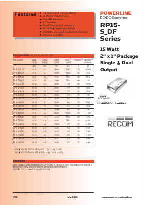 RP15-4812SFP Datasheet PDF RECOM Electronic GmbH
