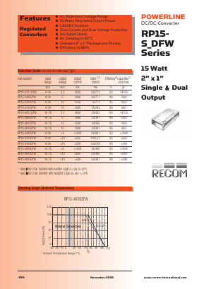 RP15-2412SFWN Datasheet PDF RECOM Electronic GmbH
