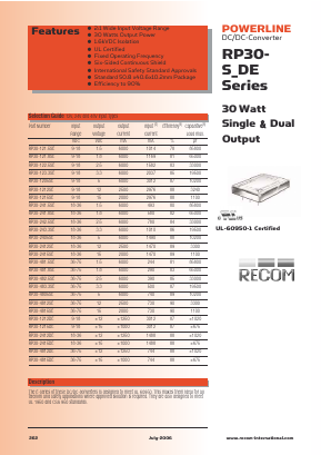 RP30-4815SE Datasheet PDF RECOM Electronic GmbH