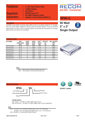 RP60-2405SG Datasheet PDF RECOM Electronic GmbH