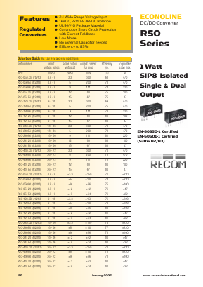 RSO-0509DH3 Datasheet PDF RECOM Electronic GmbH