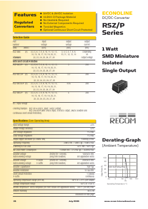 RSZ-0503HP Datasheet PDF RECOM Electronic GmbH