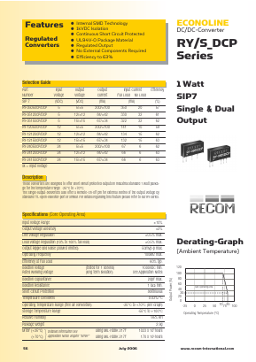 RY-1205DCP Datasheet PDF RECOM Electronic GmbH