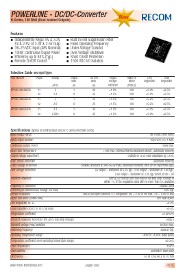RP100-483305DS Datasheet PDF RECOM Electronic GmbH
