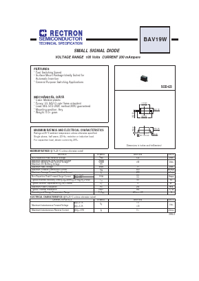 BAV19W Datasheet PDF Rectron Semiconductor