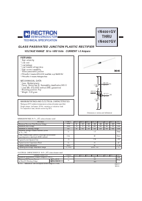1N4001GV Datasheet PDF Rectron Semiconductor