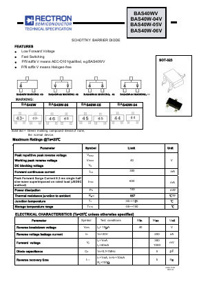 BAS40W-06V Datasheet PDF Rectron Semiconductor