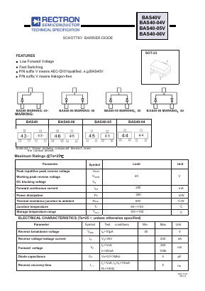 BAS40-04V Datasheet PDF Rectron Semiconductor