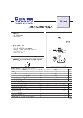 BAS40A Datasheet PDF Rectron Semiconductor