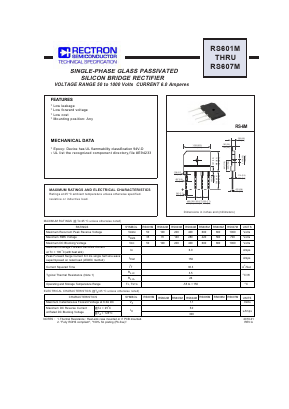 RS607M Datasheet PDF Rectron Semiconductor