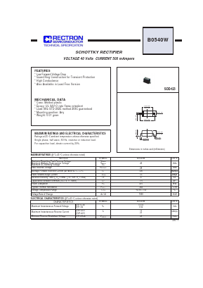 B0540W Datasheet PDF Rectron Semiconductor