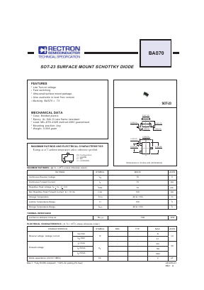 BAS70 Datasheet PDF Rectron Semiconductor