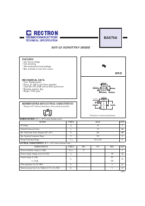 BAS70A Datasheet PDF Rectron Semiconductor
