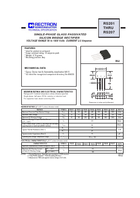 RS201 Datasheet PDF Rectron Semiconductor