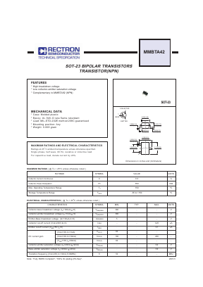 MMBTA42 Datasheet PDF Rectron Semiconductor